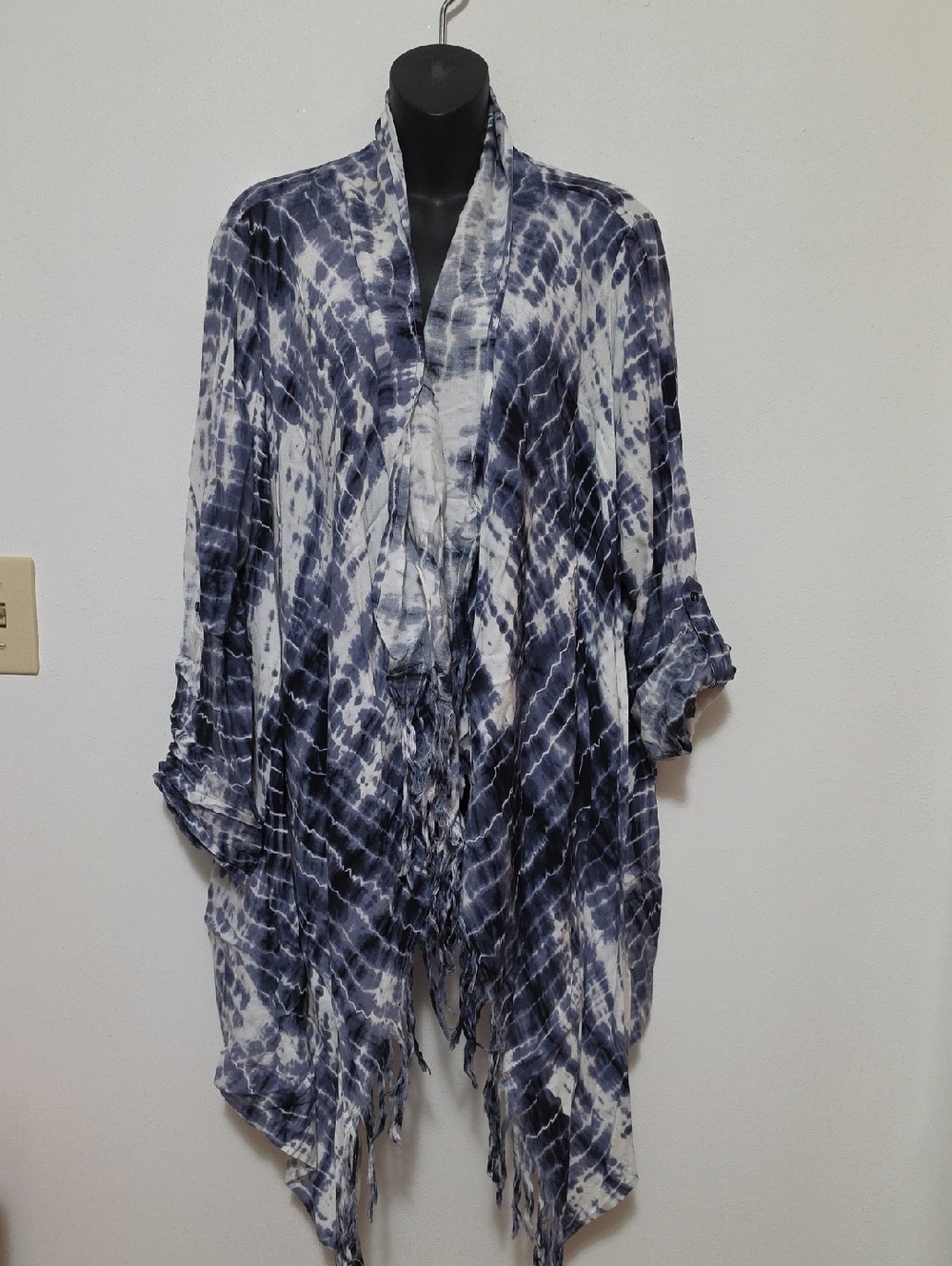 love, Fire Navy and White Tie-Dye Kimono Top